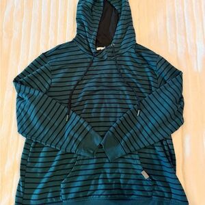 Striped Teal and Black women hoodie